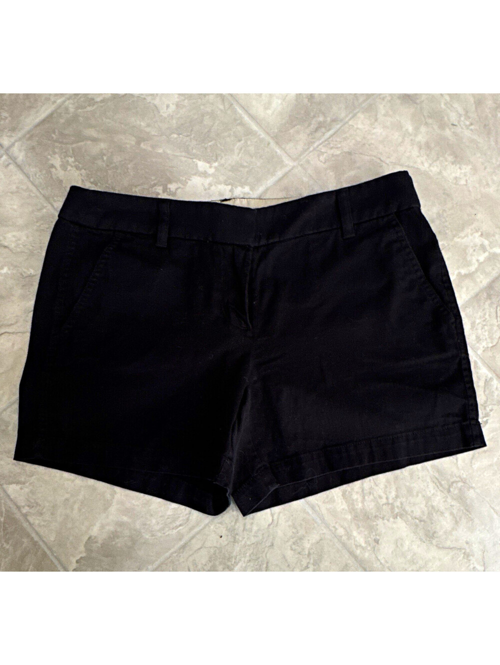 J.CREW Womens Chino Shorts 6 Black Twill Flat Front 4" Inseam 32" Waist